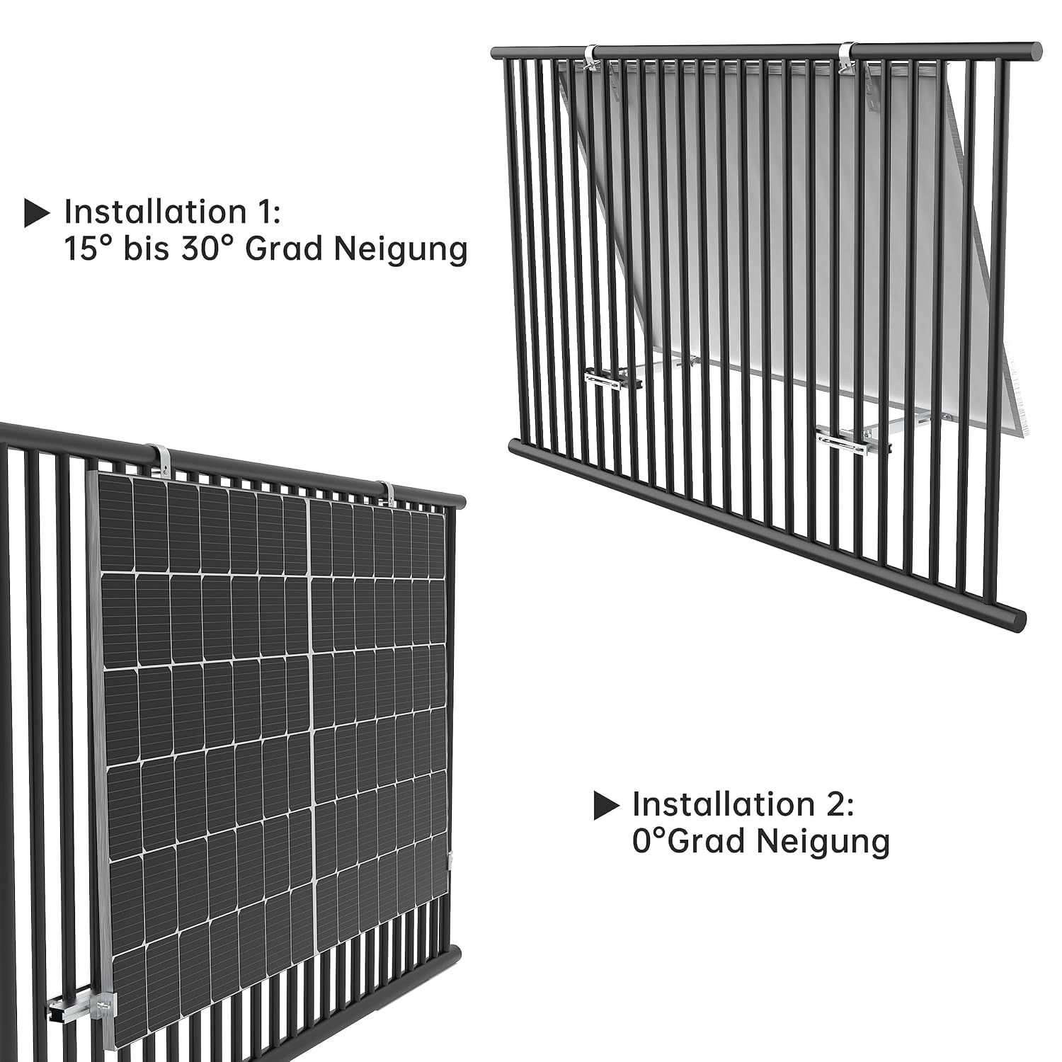 Ull-Supporto per Centrali Elettriche Da Balcone, per Tutti I Pannelli Solari,In Lega Di Alluminio Resistente,Per Pannelli Solari,Per Ringhiera E Balcone,Angolo Regolabile 0° O 15-30°