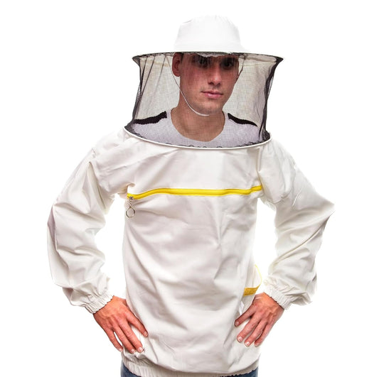 Abbigliamento Da Apicoltore Di Qualità. Costume Da Apicoltore Con Polsino Elastico E Cappello Tondo. Tuta Da Apicoltore Professionale Che Respinge Le Api E Gli Insetti. Bianca M