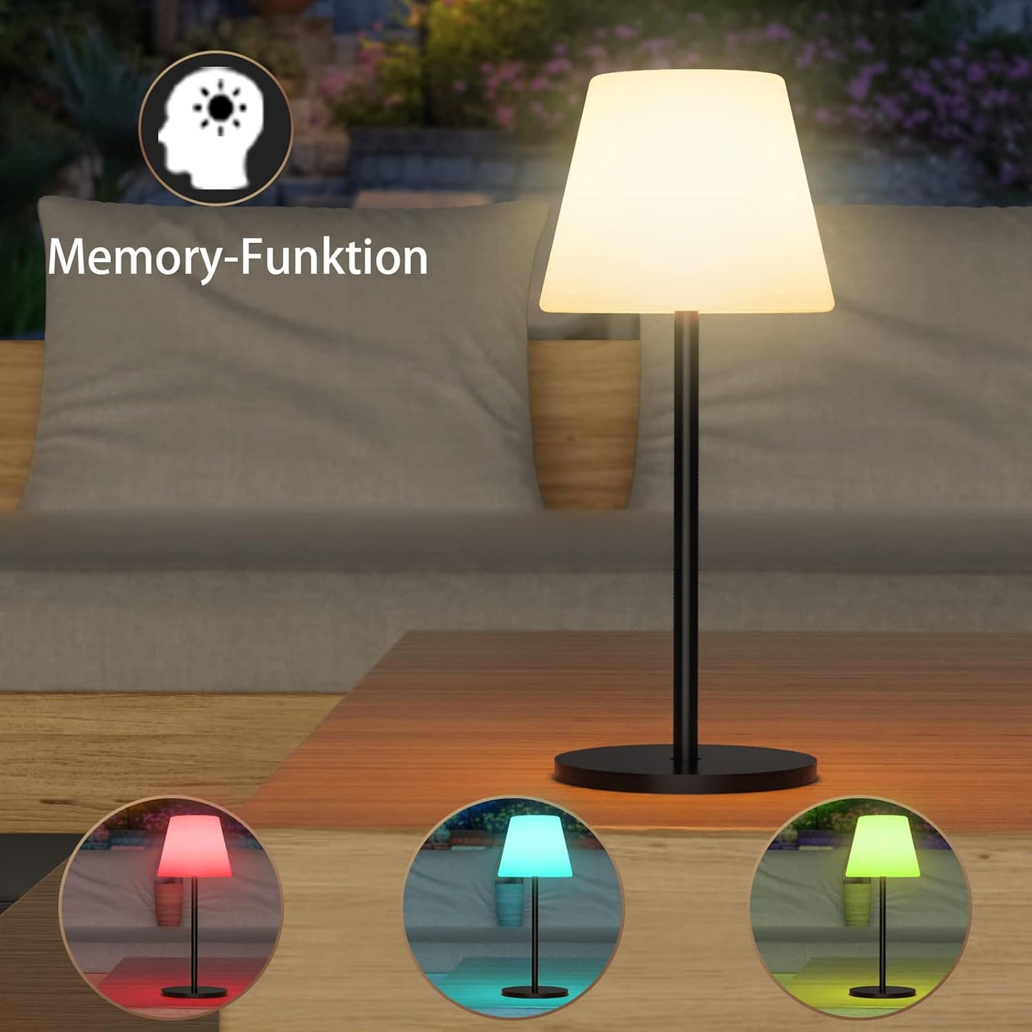 Lampada Da Tavolo a LED per Esterni, a Batteria, Senza Fili, Dimmerabile, Luce Bianca Calda E RGB, Luce Da Tavolo Portatile, Impermeabile, per Esterni, Giardino, Balcone,Campeggio.