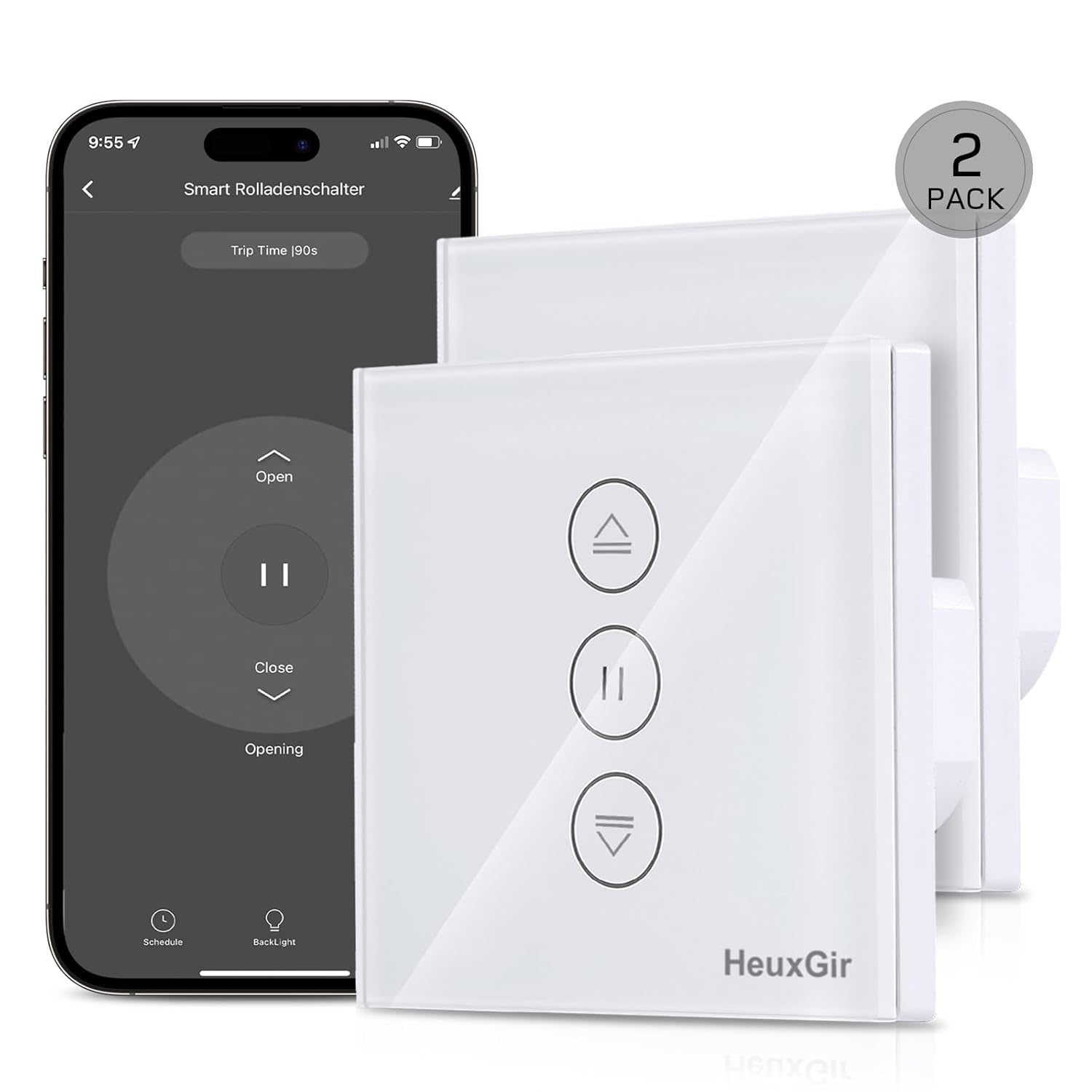 Interruttore Wi-Fi Intelligente per Tapparelle, Timer per Tapparelle, Con Funzione Percentuale, Richiede Conduttori Zero, Controllo Vocale, App Controllabile, 80 X 80 (802)