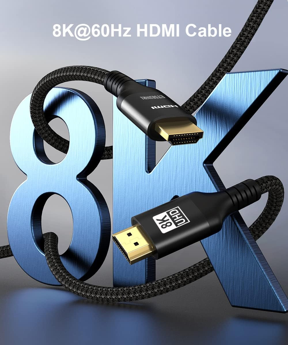 2024 Nuovo Cavo HDMI 8K 4K Da 10 Metri, Intrecciato 48Gbps Cavo HDMI® Alta Velocità 4K 144Hz 120Hz 8K@60Hz, Supporto Earc HDCP2.3 HDR10+ D.Olby Atmos, Compatibile Con PS5 X-Box Monitor HDTV
