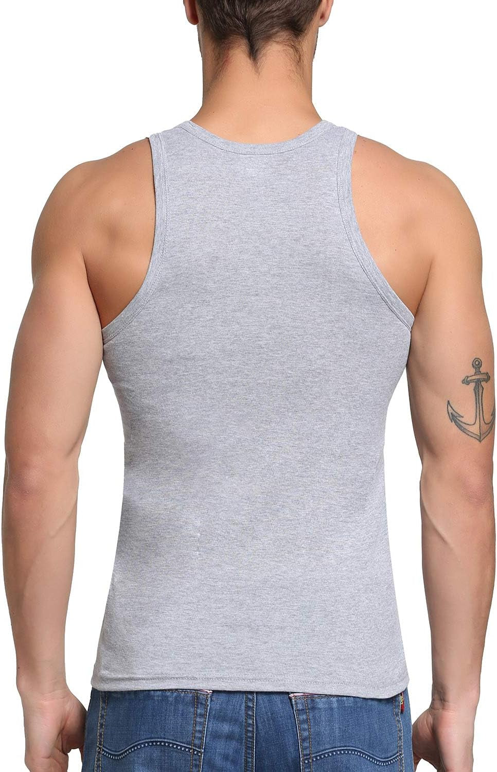 Canottiera Uomo 3 Pezzi Comodo Cotone 100% Cotone Elasticizzato Fitness Canottiera Sportiva Colori Multipli E Taglie