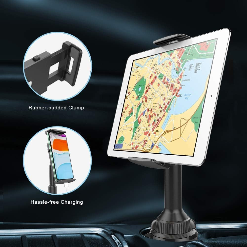 Supporto Tablet Auto Portabicchieri, Supporto per Portabicchieri Dell'Auto Compatibile Con Tablet Da 4,3-11 Pollici, Ipad Mini/Air/Pro, Iphone, Tutti Gli Smartphone