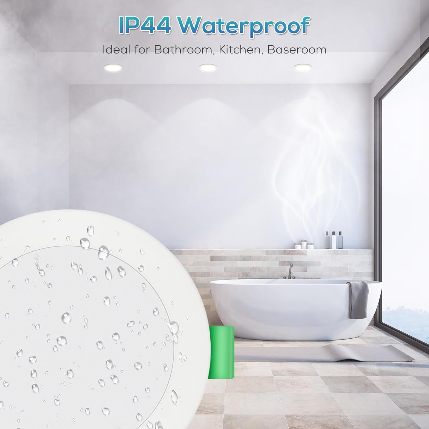 7W Ultra Slim Spot IP44 per Bagno Rotondo Nero