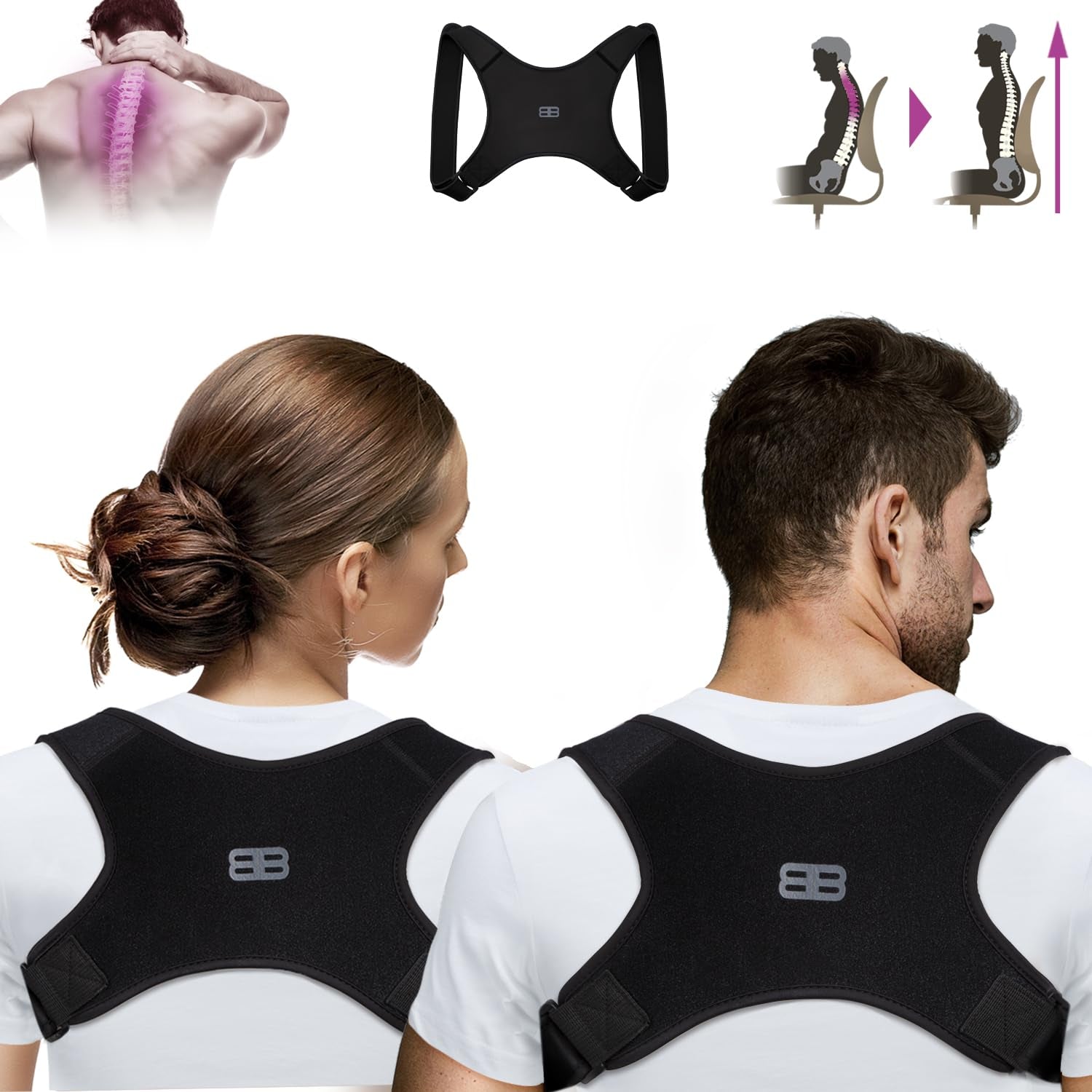 Correttore Posturale Spalle - Fascia per Donna E Uomo - Schiena Dritta - Tutore (S,M,L)