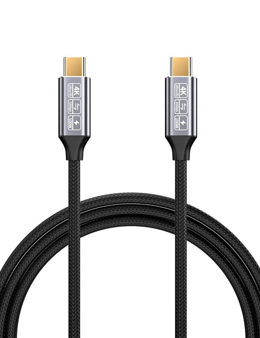 Cavo USB C a USB C 3.1 Gen2 4M 10Gbps Trasferimento Dati, 100W 20V/5A Cavo Ricarica USB C 4K Video Output,Cavo USB Type-C Compatibile Con Cavo Thunderbolt 3 per I-Pad Pro, Macbook Pro, Samsung S24