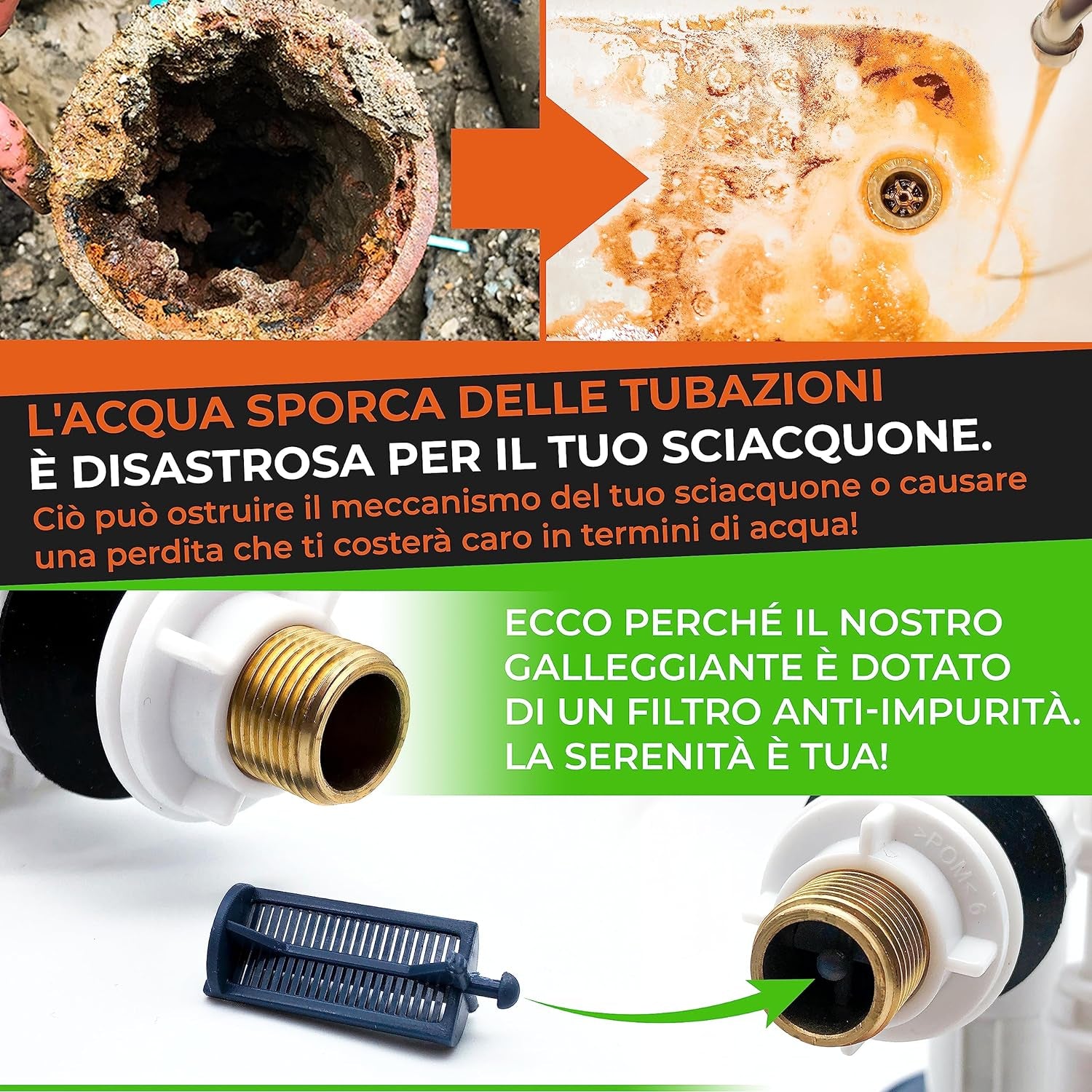 Galleggiante Cassetta Wc Riempimento Ultrarapido Facile Da Montare[Pronto All'Uso=Filtro + Istruzioni Incluse] Meccanismo Qualità Premium Fino a 1 Millione Di Innesto. Rubinetto Meccanismo Universale