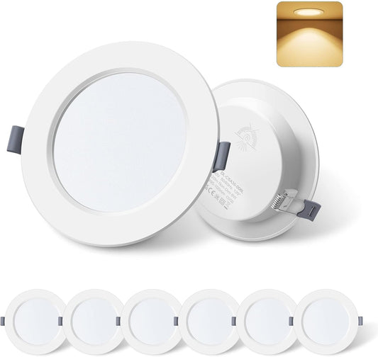 Faretto Da Incasso Led Flat 9W 690LM 2.55Mm Ultra Sottile, Spot Led 230V Bianco Caldo 3000K Faretto Da Incasso Led Dimmerabile, Ritaglio Ø120-130Mm, Confezione Da 6
