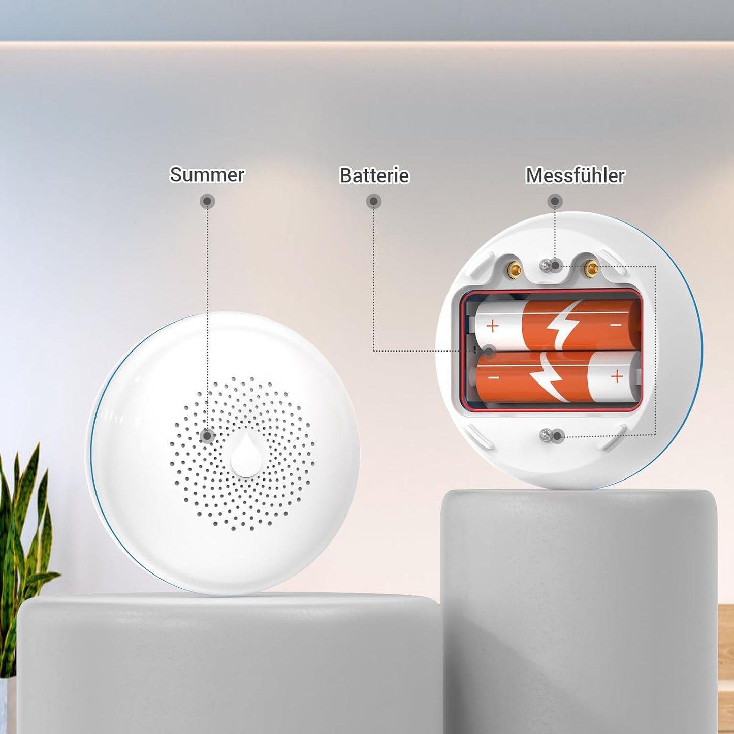 Tuya GS156 - Rilevatore D'Acqua WLAN Con Batteria per Monitoraggio Remoto Delle Perdite, Allarme Sensore D'Acqua, per Cucina, Bagno, Cantina, 1 Pezzo