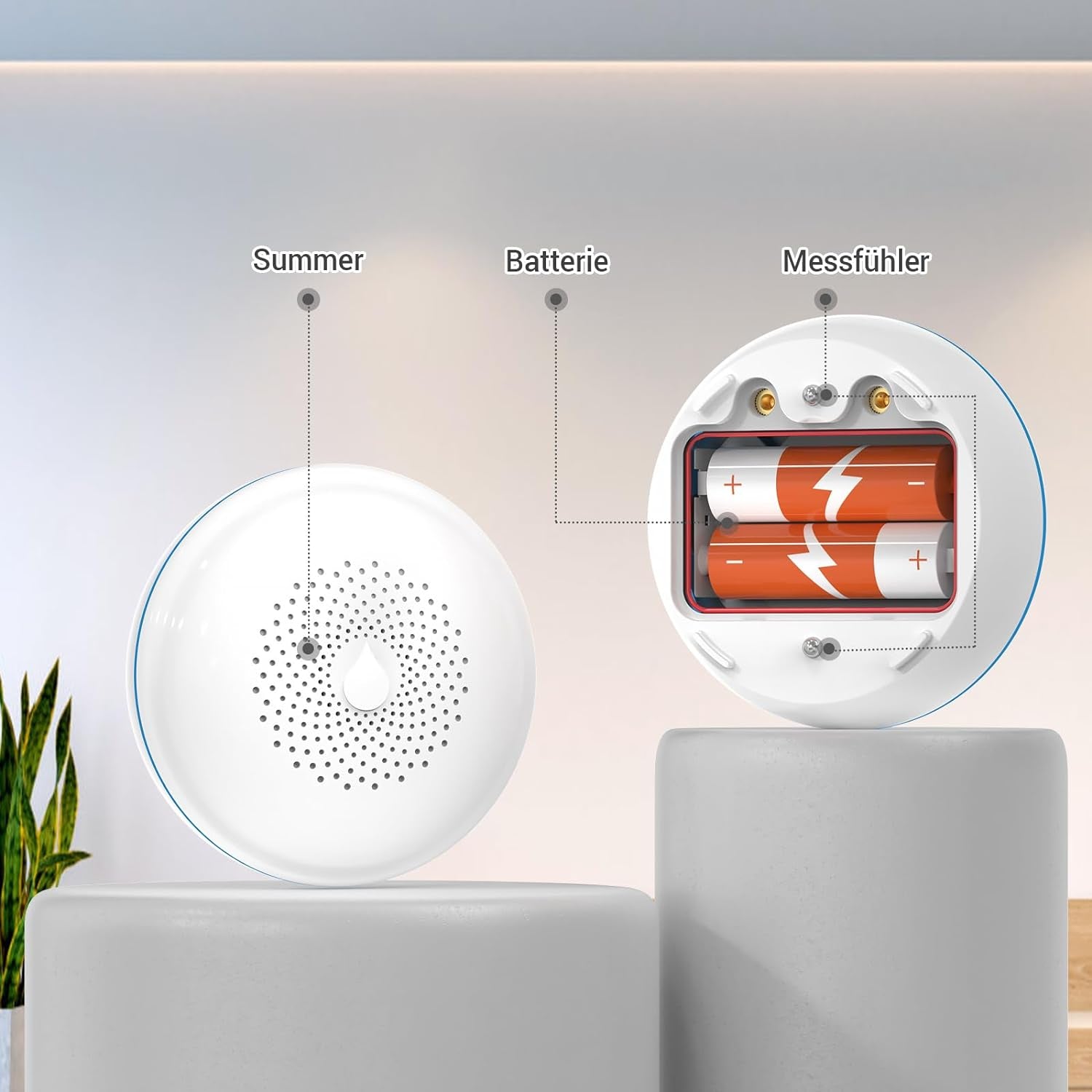 Tuya GS156 - Rilevatore D'Acqua WLAN Con Batteria per Monitoraggio Remoto Delle Perdite, Allarme Sensore D'Acqua, per Cucina, Bagno, Cantina, 1 Pezzo