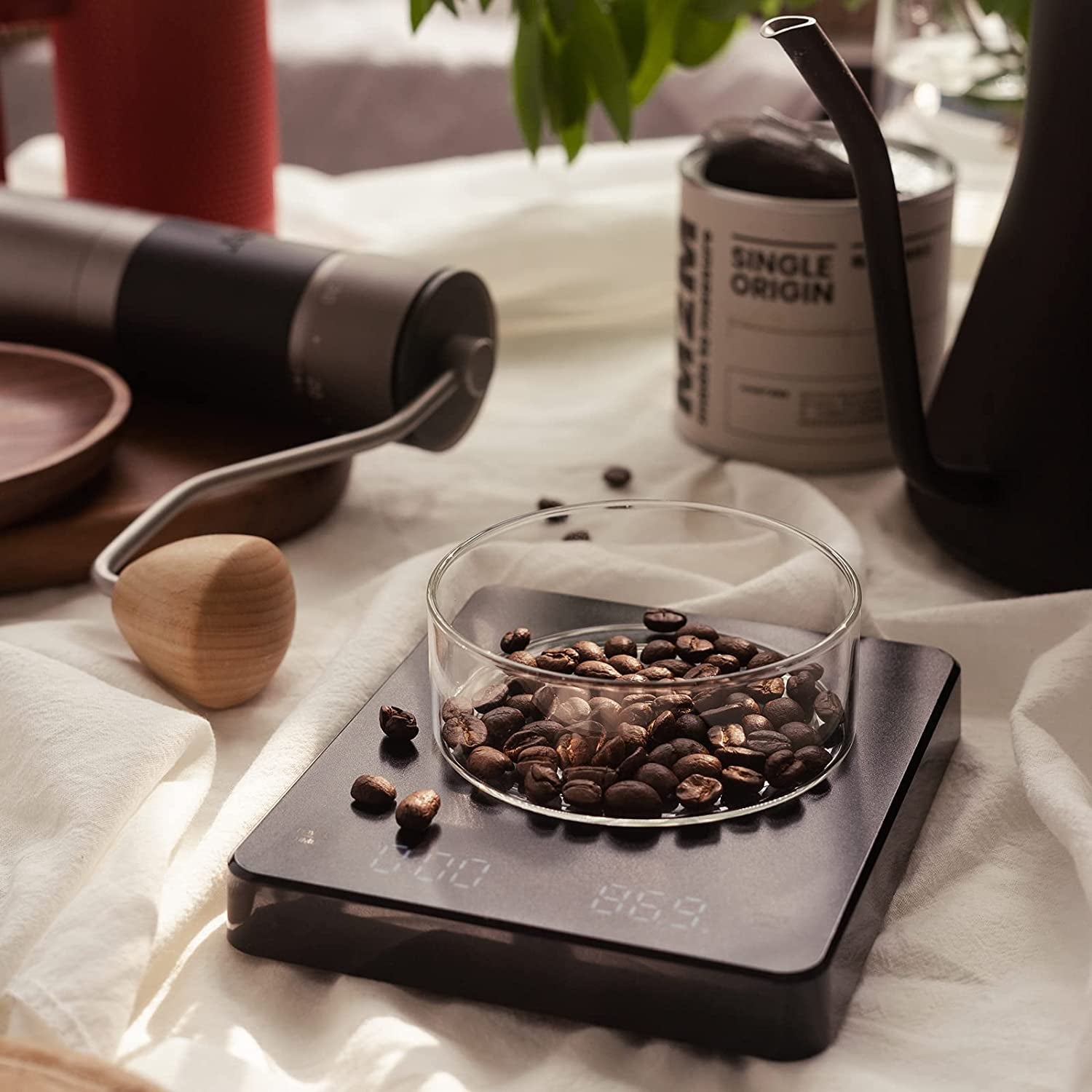 Bilancia Precisione Da Caffè Cucina Digitale Con Timer, Multifunzione per Alimenti Bilance Elettroniche Pro Con Display LED [Funzione Tara] 3000G 0,1 G / 0,1 Once / 0,1 Ml - Nero