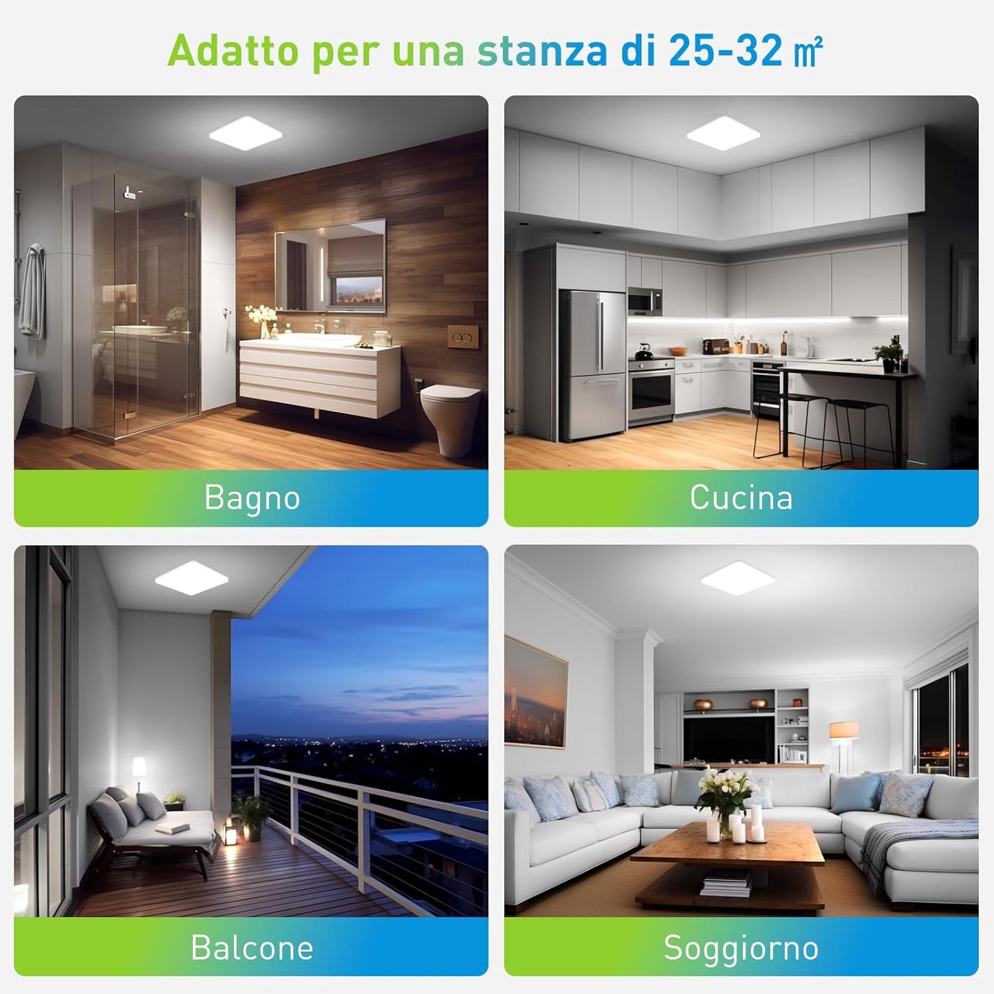 Plafoniera Led Soffitto 48W Ultra Magro UFO Pannello LED Quadrat Bianco Freddo 6500K 4320LM Lampada Da Soffitto per Soggiorno Camera Da Letto Bagno Cucina Corridoio E Balcone 30 * 30 * 4Cm