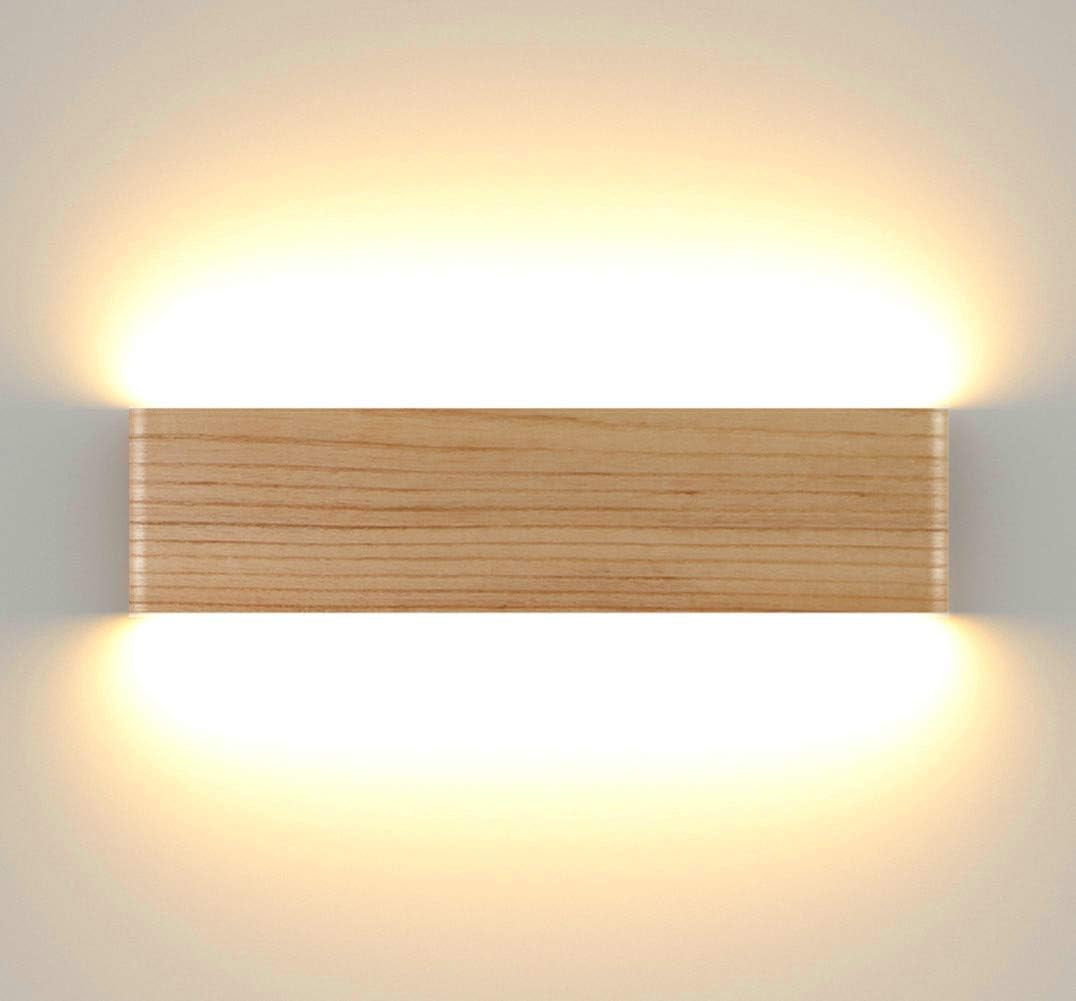 Lampada Da Parete LED Interni Legno Applique Da Parete Su E Giù Lampada a Muro per Soggiorno Camera Da Letto Corridoio Scala Bianco Caldo (32Cm)