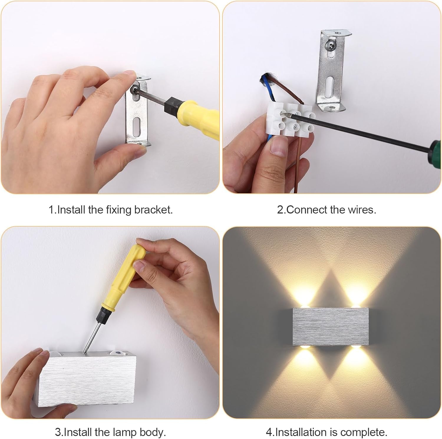 Applique Da Parete Interno Led per Camera Da Letto Lampada Da Parete Interni 4W Luci per Corridoio Luce Sa Parete Luce Muro Scale Interne Illuminazione per Soggiorno 3000K Bianco Caldo