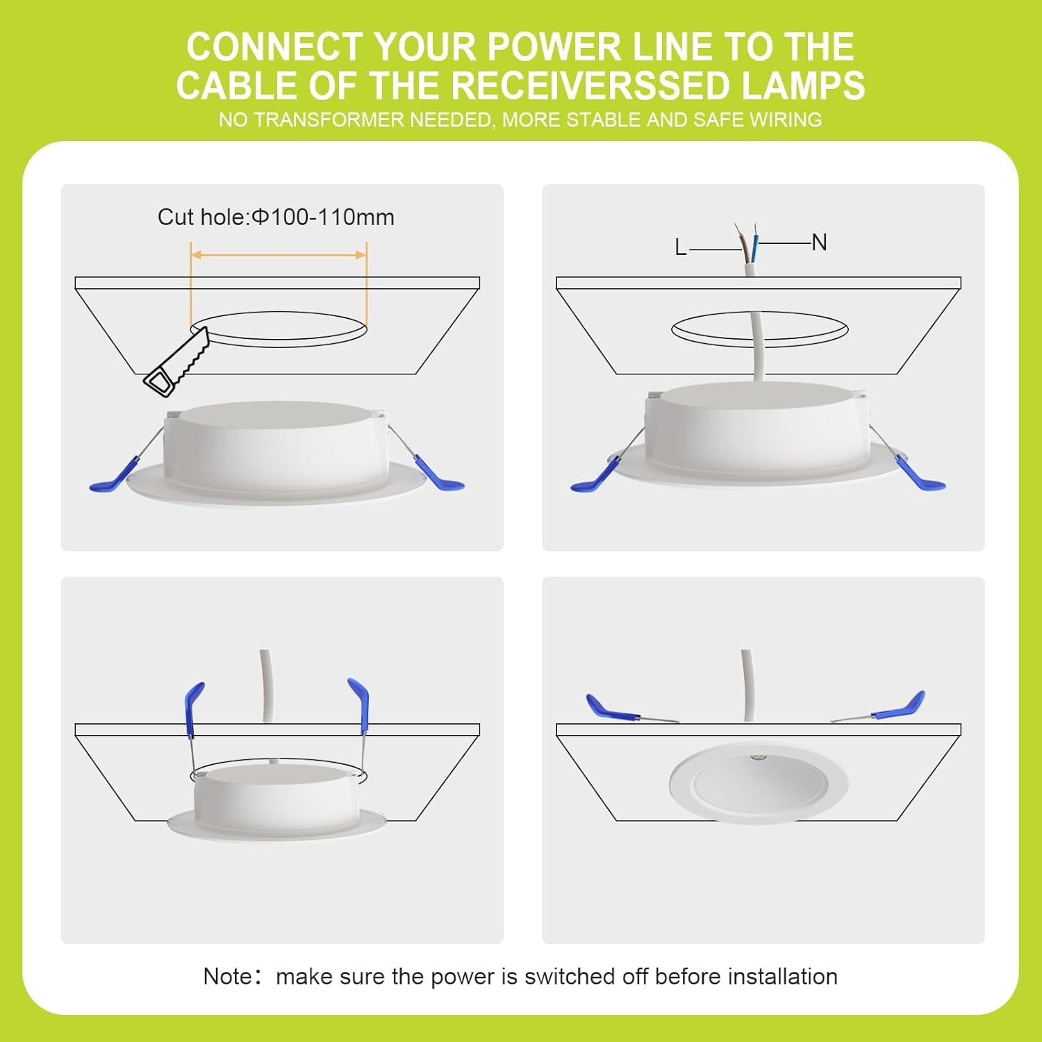 LED 230V Flat Dimmable 5.8W 790LM Faretto Da Incasso a Soffitto, Bianco Caldo 3000K Bianco Neutro 4000K Bianco Freddo 6500K Faretto Da Incasso per Cucina Soggiorno, 12 Pezzi