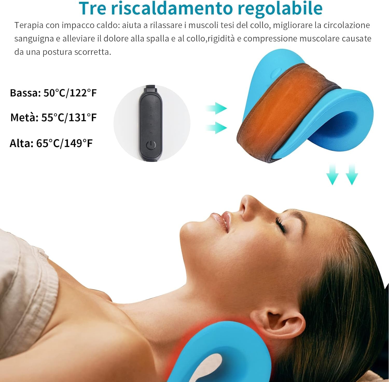 Barella per Collo Riscaldata, Nuvola Del Collo, Dispositivo Di Trazione Cervicale Con Cuscinetto Riscaldante, Rilassatore per Collo E Spalle, Cuscino Chiropratico per Alleviare Il Dolore TMJ