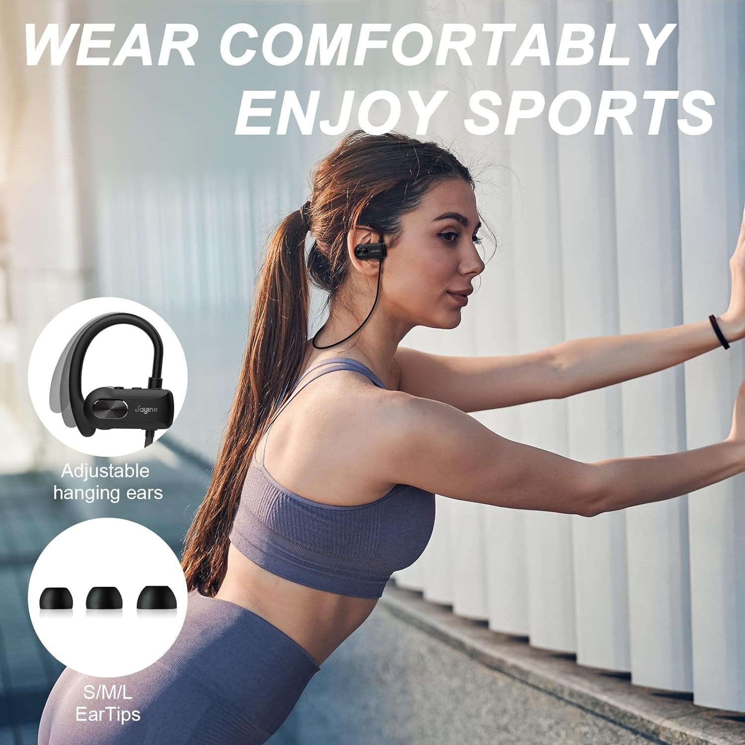 Cuffie Bluetooth in Orecchio, Cuffie Senza Fili Con Microfono 24H Playtime Auricolari Bluetooth 5.3 HD Deep Bass Stereo IP67 Impermeabili Da Corsa Auricolari Senza Fili