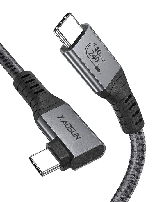 Cavo USB 240 W Thundebolt 4 Ad Angolo Retto [Certificato USB-IF],  90 Gradi 240W Thunderbolt Cable [1M] 40Gbps Data Sync 8K@30Hz Display, Compatibile Con Macbook Pro, Ipad, Egpu E Altro Ancora