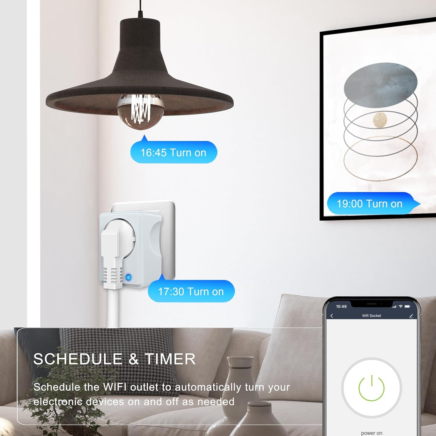 Presa Intelligente Wi-Fi Con Misurazione Della Corrente, Funziona Con Alexa, Google Home, Smart Life APP 16A 3680W Grigio, 4 Pezzi