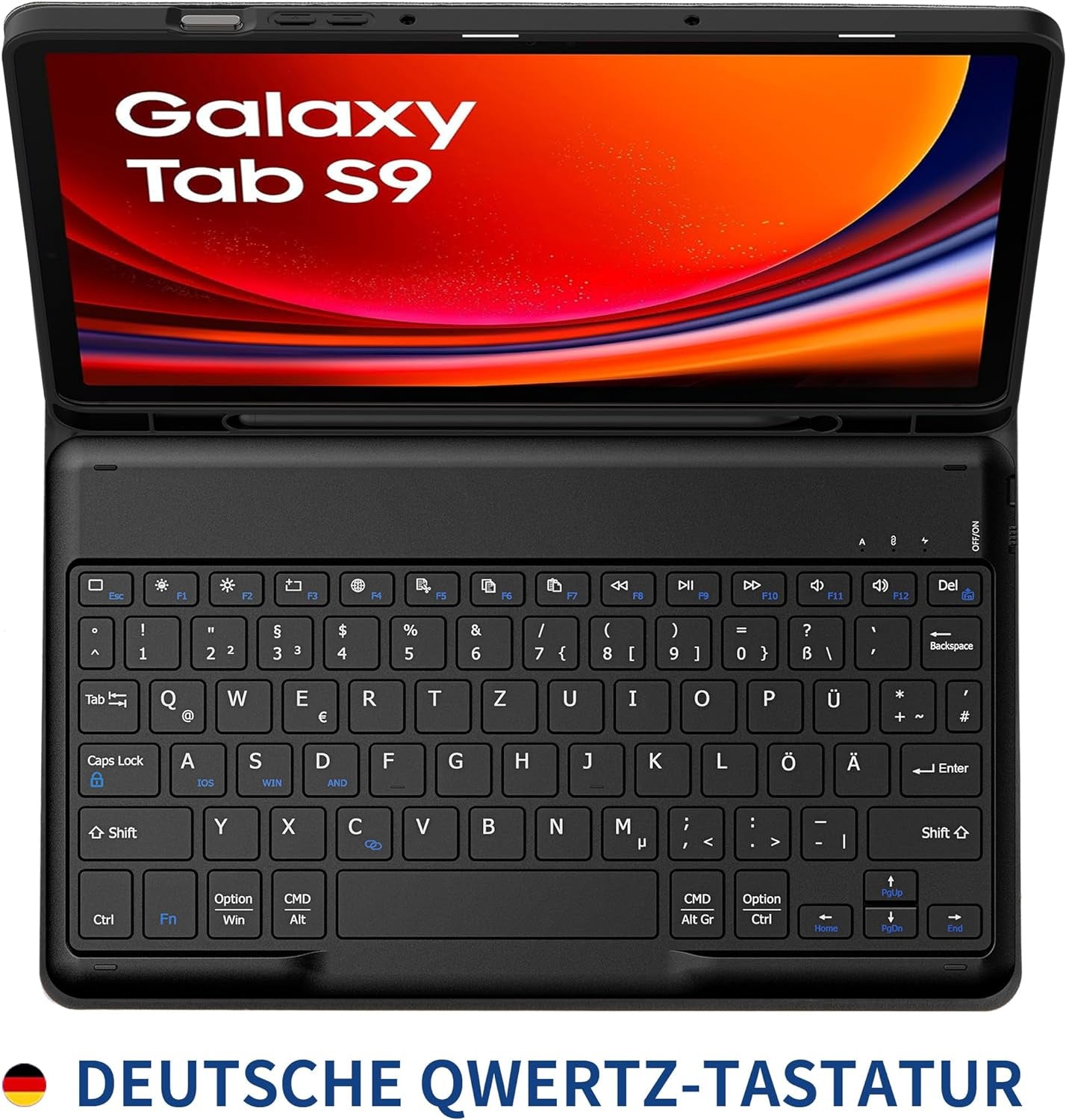 Custodia per Tastiera Compatibile Con Samsung Galaxy Tab S9 FE 10.9 Pollici/S9 2023 11 Pollici Con Pellicola Protettiva, [QWERTZ Deutsches], Custodia Rimovibile per Tastiera Con Supporto Per