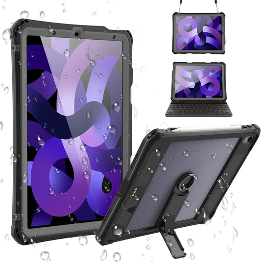 Custodia Impermeabile per Ipad Air 5/4 per Ipad Air 5/4A Generazione, Custodia Protettiva Completa Con Proteggi Schermo, Portamatite, Cavalletto, Cinturino, Antiurto, Antipolvere