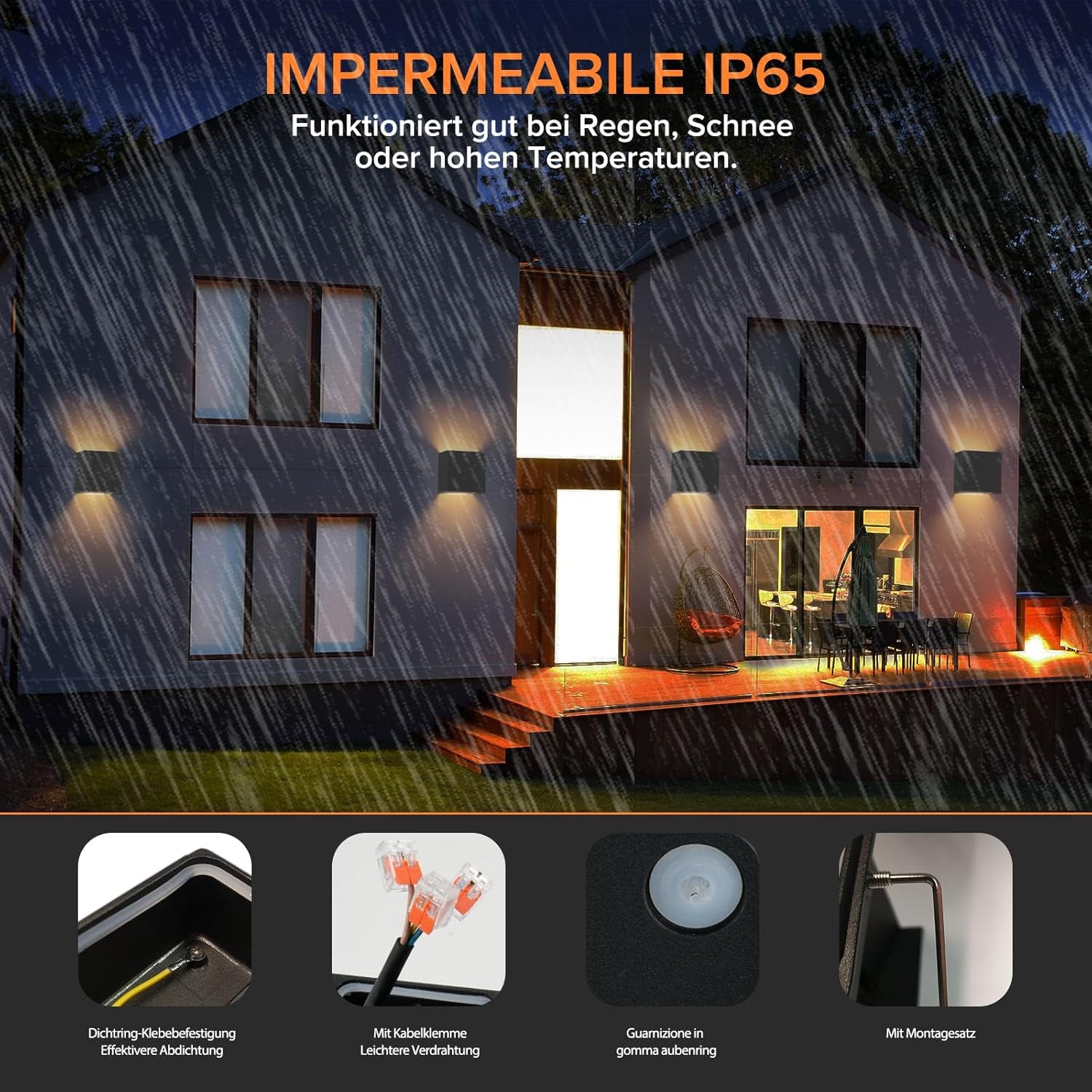 Applique Da Parete Interno, Applique Da Esterno, 12W Applique LED Da Parete Interno, 3000K Luce Bianca Calda, Fascio Regolabile Nero Applique Da Parete IP65 2 Pezzi