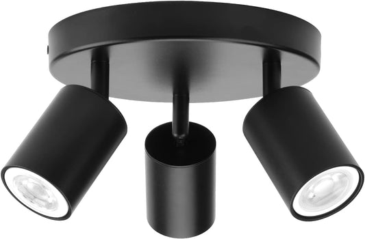 Faretti Da Soffitto Orientabili Nero, Con 3 Attacco GU10, Plafoniera 3 Luci Interno, Lampada Soffitto per Cucina, Soggiorno, Camera Da Letto, Max 50W X 3, Lampadina Non Inclusa