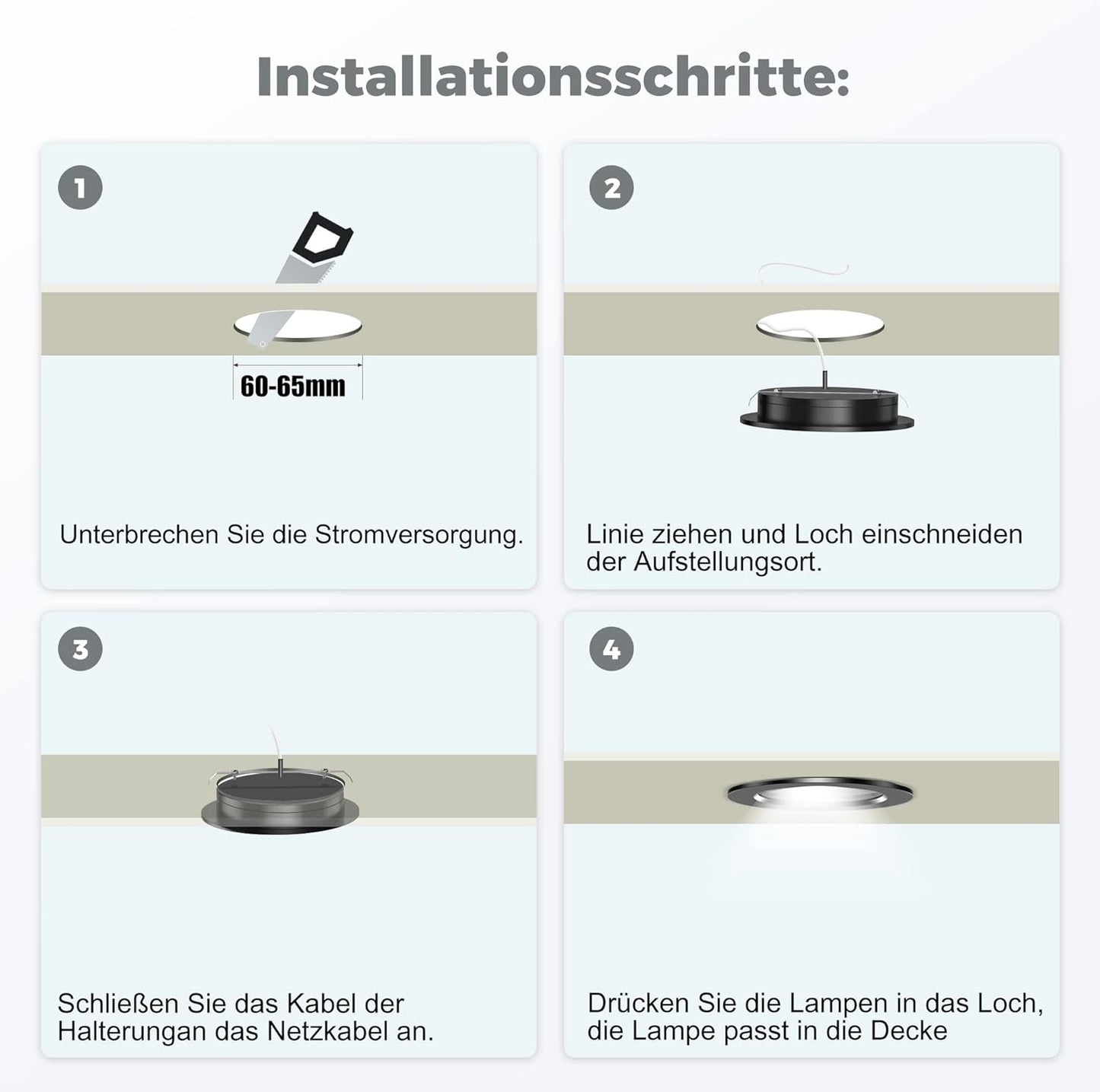 6 Pezzi Alluminio Faretti Da Incasso 12V Soffitto LED Integrati Dimmerabile 3W 4000K Foro 60-65Mm per Camper Barca Roulotte Furgone Yacht Mobile Cartongesso Con Cavo Da 1M, Nero