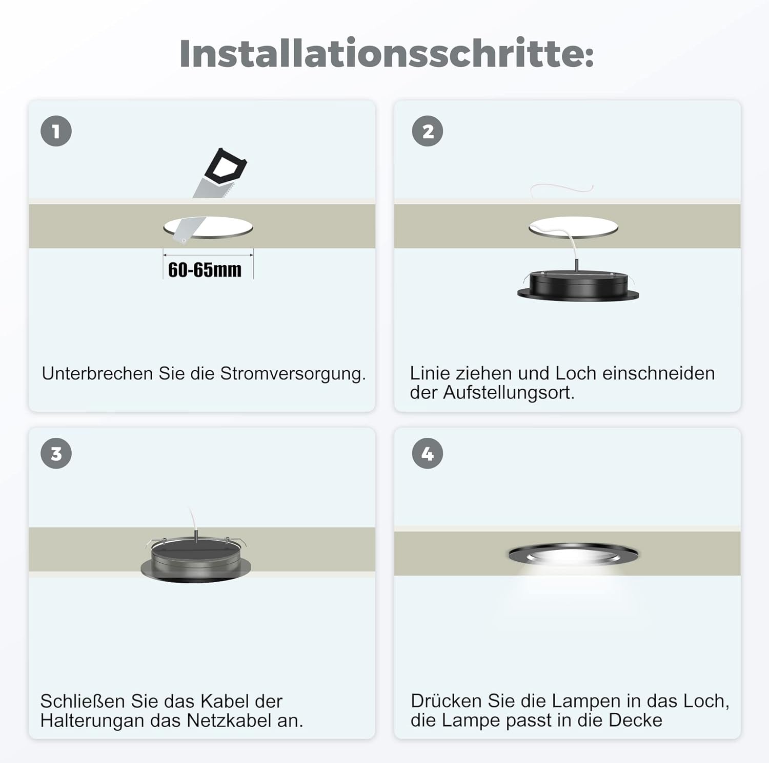 6 Pezzi Alluminio Faretti Da Incasso 12V Soffitto LED Integrati Dimmerabile 3W 4000K Foro 60-65Mm per Camper Barca Roulotte Furgone Yacht Mobile Cartongesso Con Cavo Da 1M, Nero