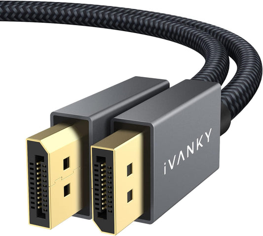 Cavo Displayport a Displayport - Cavo DP a DP Nylon Intrecciato [2K@165Hz, 2K@144Hz, 4K@60Hz] Cavo per Monitor, Display Port Alta Velocità, 3M/6Ft