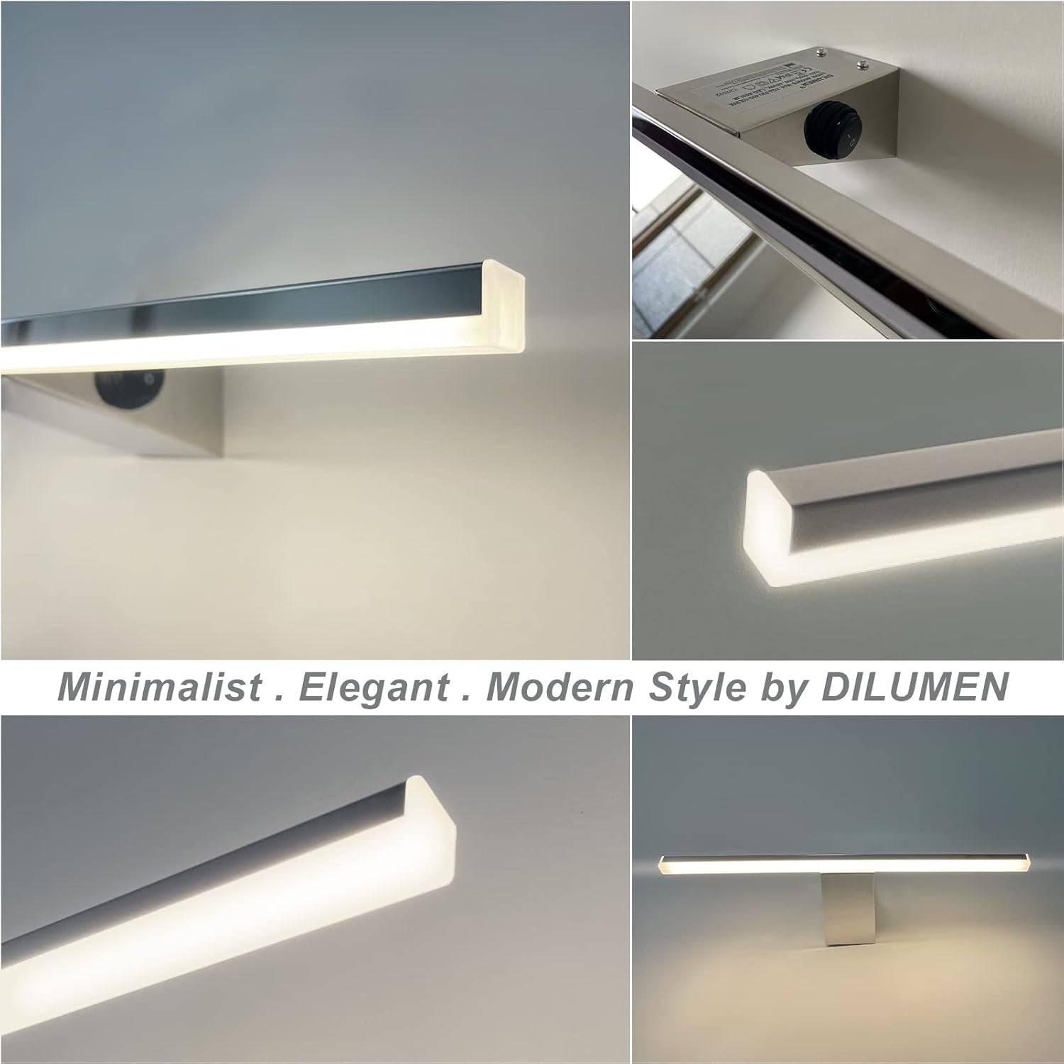 Applique Bagno Specchio Con Interruttore, Acciaio Inossidabile, 40 Cm, Luce Specchio Bagno 10 W 800 Lm, Bianco Neutro 4000 K, Stile Minimalista IP44 Impermeabile(40Cm - 4000K)