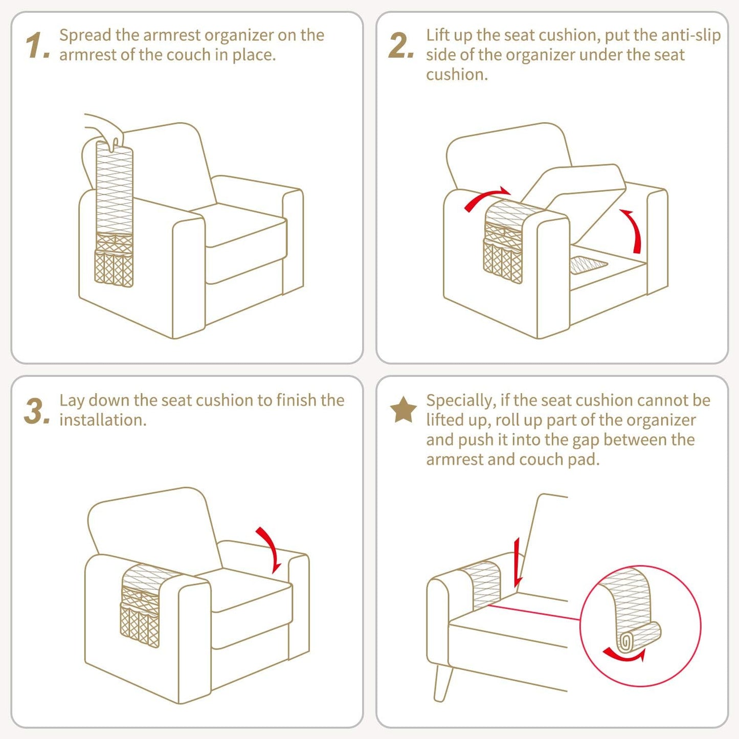 Organizer per Bracciolo Divano, Antiscivolo Tasca Porta Caddy in Tessuto, Supporto per Custodia Con 7 Tasche, per Telecomandi TV, Telefoni Cellulare, Ipad, Libri, Riviste, Occhiali, (Nero)