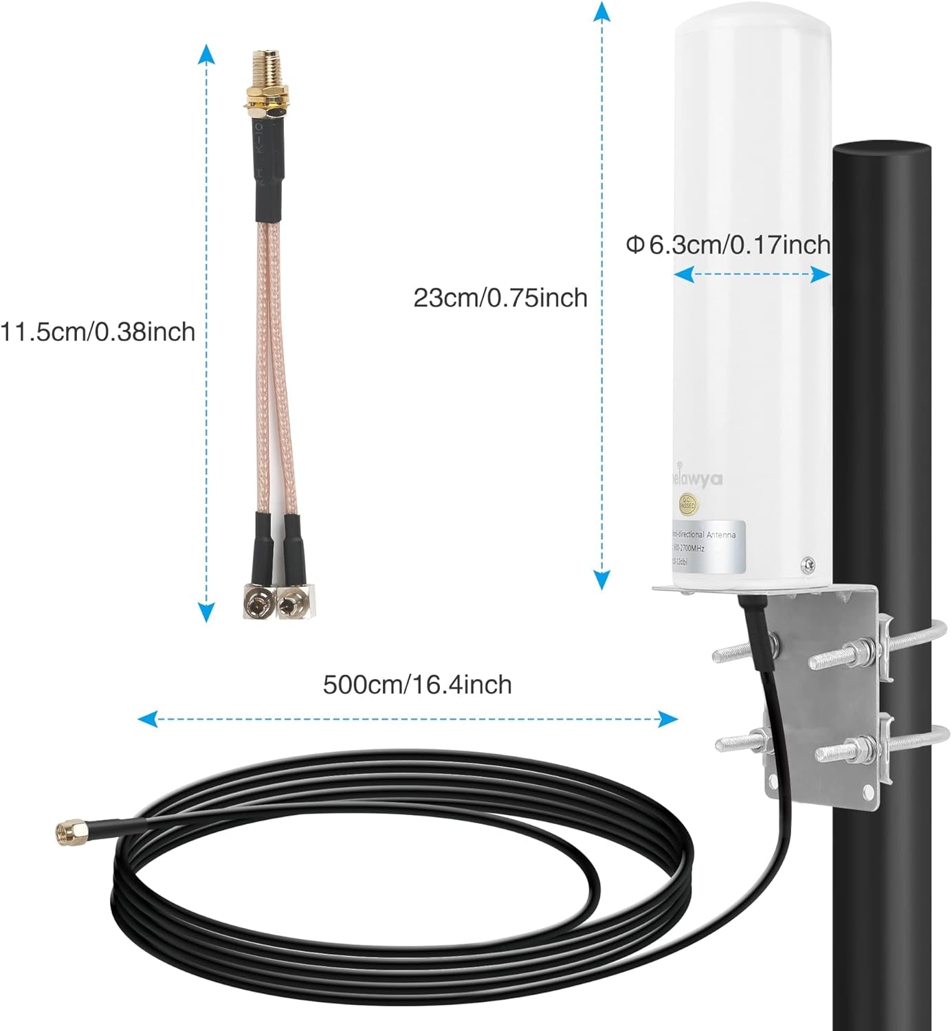 4G LTE Antenna Esterno Omnidirezionale High Gain 10-12Dbi Long Range Antenna Con Spina Sma/Dual TS9 per Router 4G Netgear Nighthawk M1 MR1100