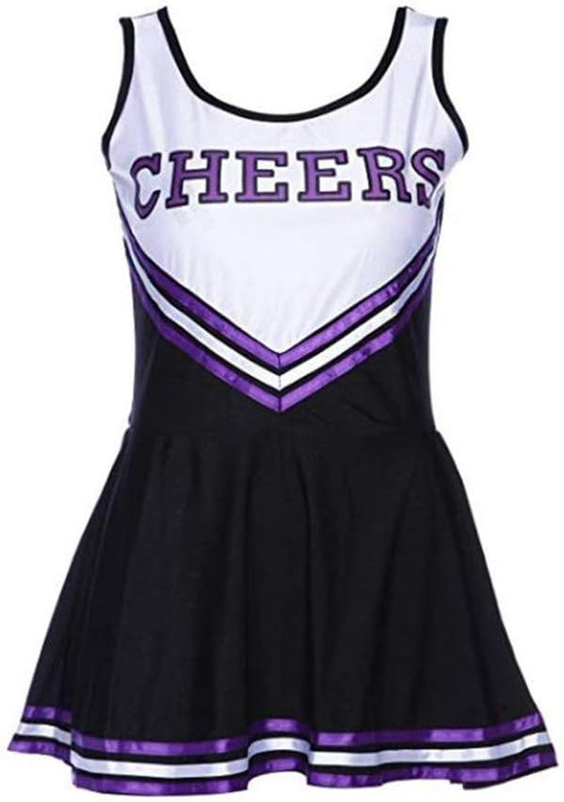 Vestito Cheerleader Costume Pom Poms Fancy Dress Carnevale Natale Halloween Donna Adulto Cosplay Festa Party Ballo