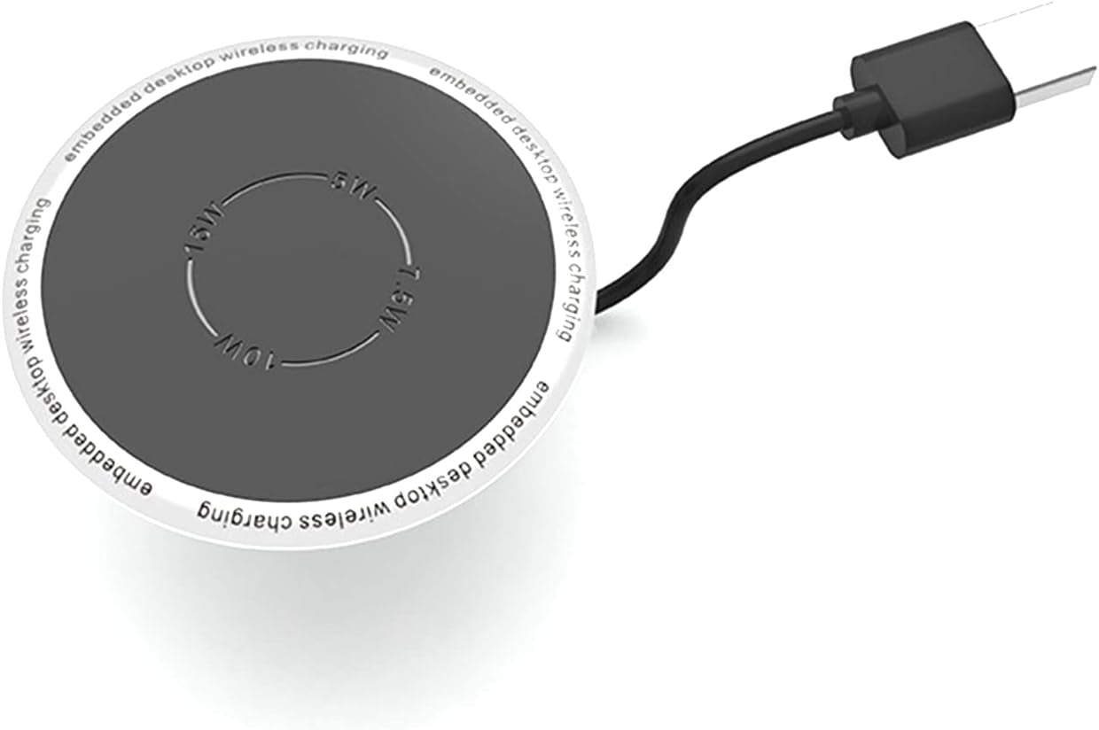 Caricatore Wireless Da Tavolo Incorporato, QI Standard Wireless Fast Charging Station 5W 7.5W 10W 15W Invisibile Wireless Charger Compatibile Con I-Phone 12, 11, XS Ecc