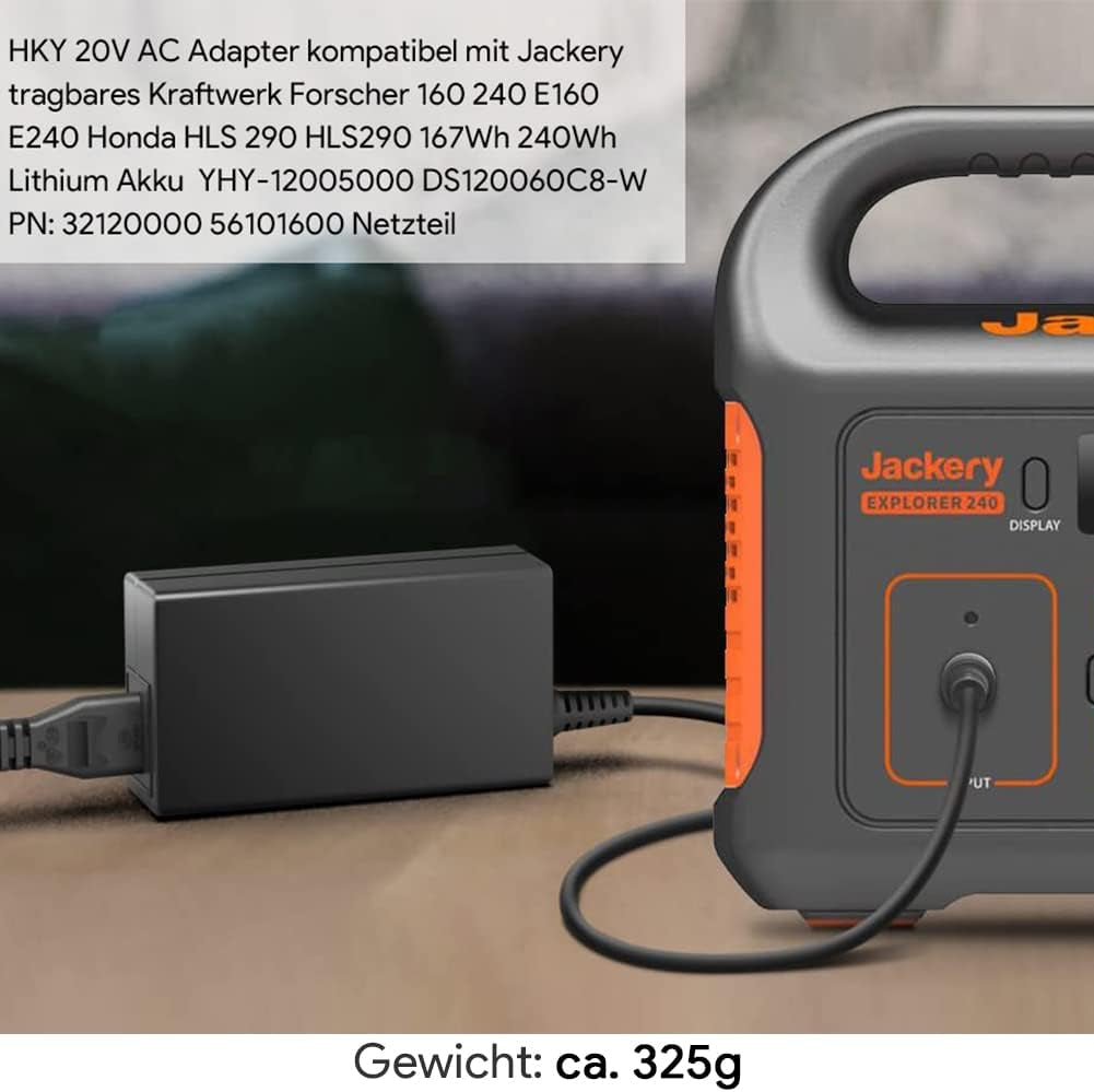 Alimentatore Di Rete Da 20 V 65 W per Jackery Powerstation Explorer 1000-1002 Wh, Generatore Solare E Memoria Mobile E160 E240 per Unità Di Emergenza Honda HLS290 YHY-12005000 DS120060C8-W90