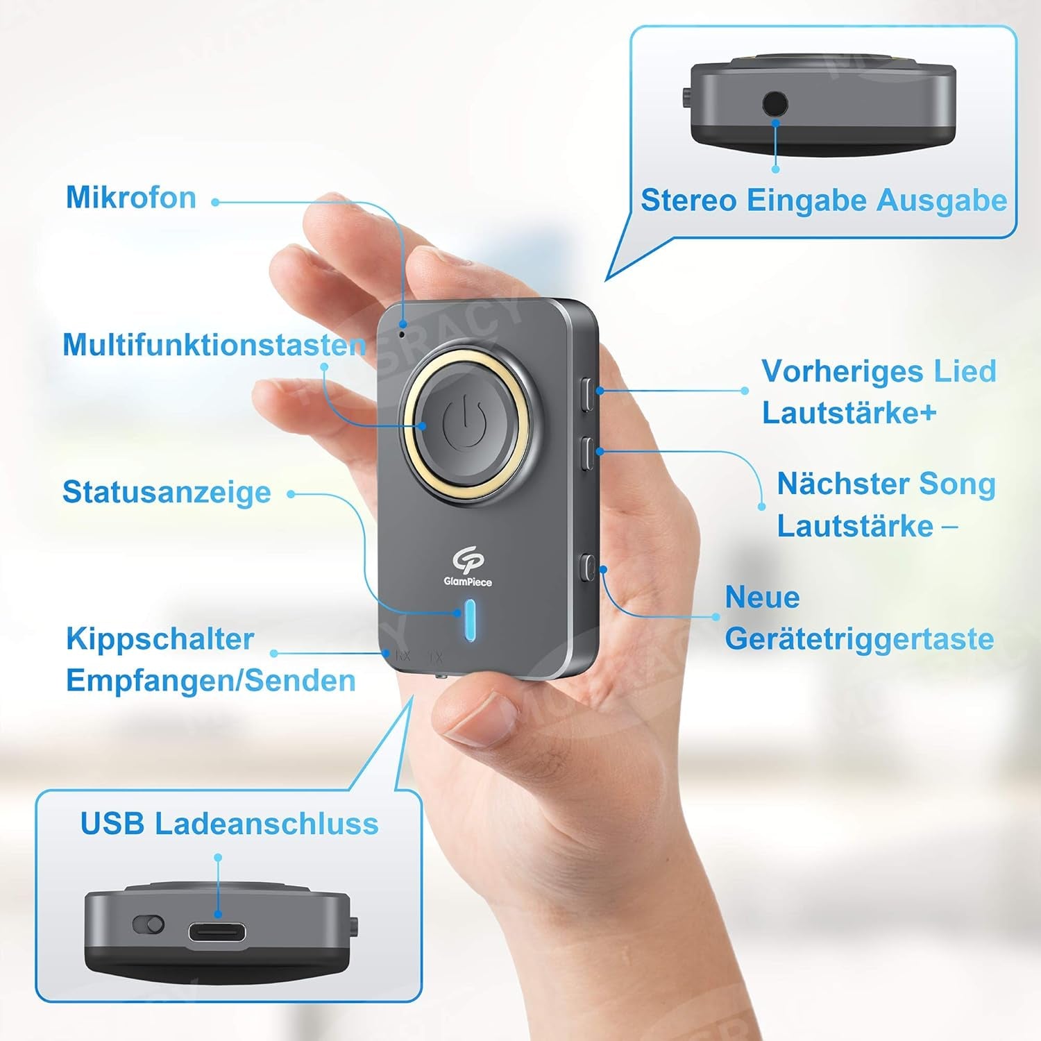 Bluetooth 5.0 Trasmettitore Ricevitore Bluetooth 2-In-1 Wireless Con Aptx LL 3,5 Mm Jack Trasmettitore Bluetooth per Tv,Auto,Pc,Cuffie, Altoparlanti,Sistema Stereo,Mp3,Mp4