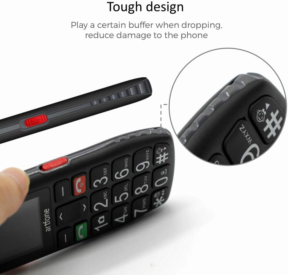 C1 Telefono Cellulare Anziani, Pulsanti Grandi, Volume Grande, Funzione Sos,Nero