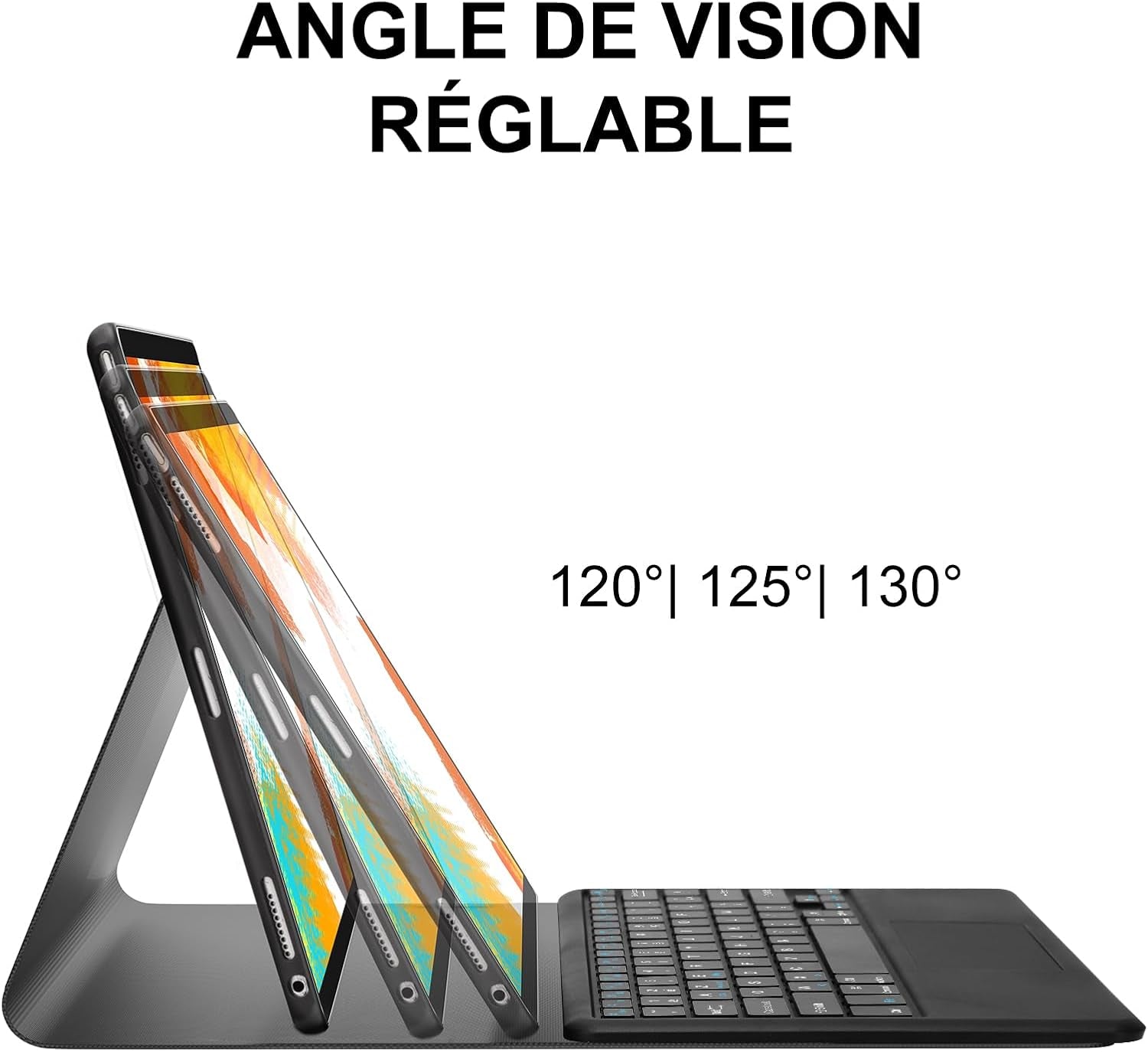 AZERTY - Custodia Tastiera Con Trackpad per Ipad Pro 12.9" 2017/2015 (1°/2° Generazione), Tastiera Bluetooth Rimovibile Con Touchpad per Ipad Pro 12.9" 2017/2015, Colore: Nero