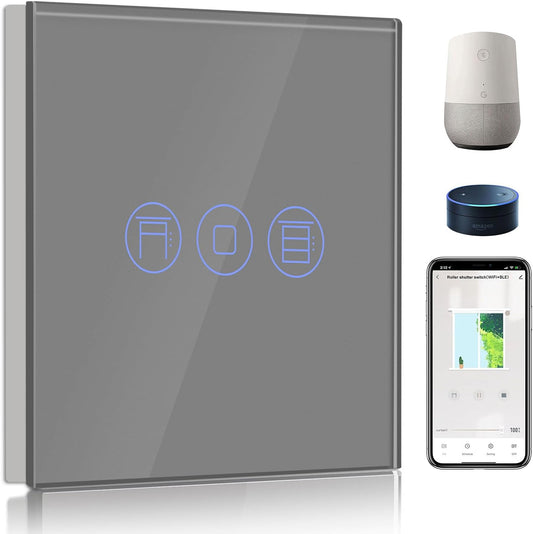 Alexa - Interruttore per Tapparella Collegato, Con Wifi E Interruttore a Rullo, Colore: Grigio, Compatibile Con Amazon Alexa/Google Home, Interruttore Tattile Con Controllo Remoto E Funzione Di