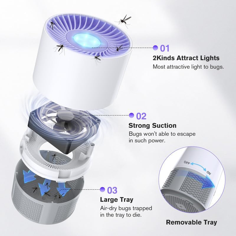 Lampada Anti-Zanzara, Elettrica Anti-Zanzara, per Esterni Interni, USB Uccide Mosca Elettrica Pieghevole a Zanzara, Assassino Di Insetti, Non Rumore, Assassino Di Zanzare, Efficace