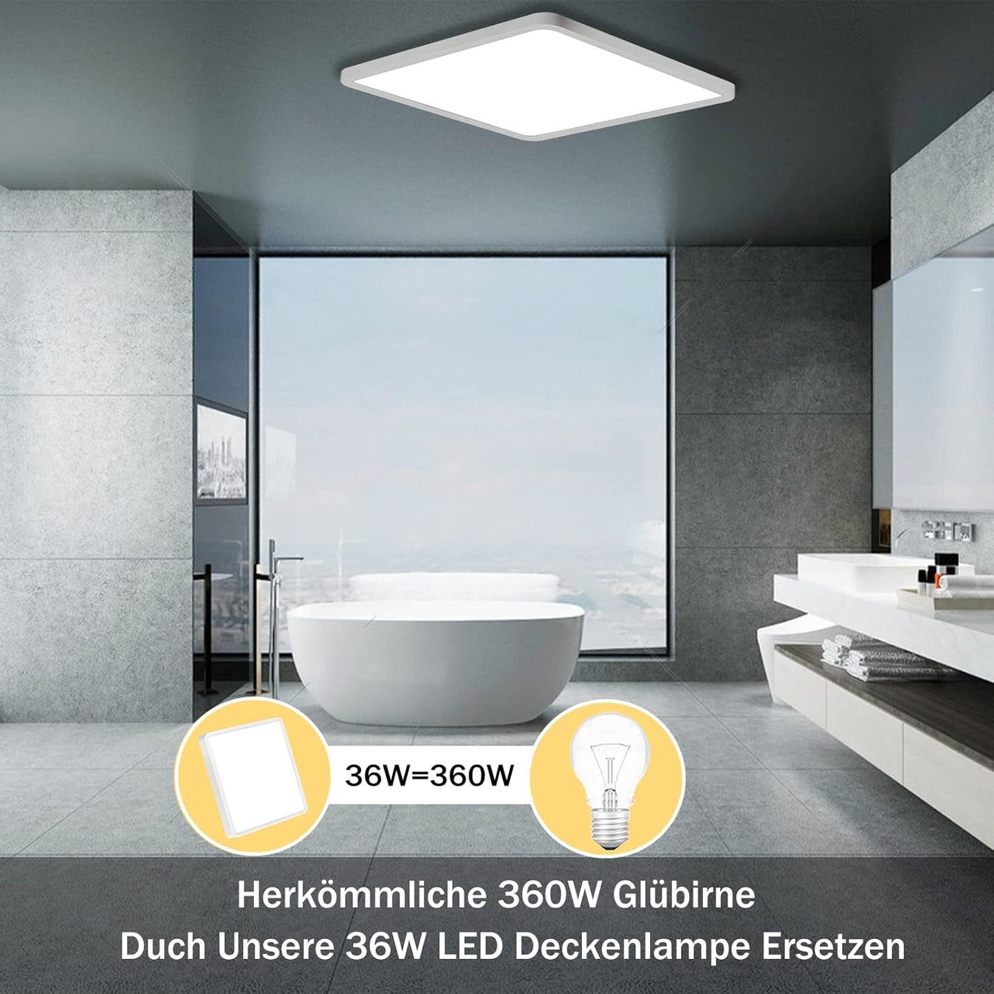 SUNZOS Lampada da Soffitto LED Plafoniera Dimmerabile 36W, 3000K/4500K/6500K 30Cm Lampada da Soffitto Pannello LED Dimmerabile per Lampada Soggiorno, Camera da Letto, Lampada da Cucina, Sala da Pranzo, Bagno, Lampade a LED Plafoniere