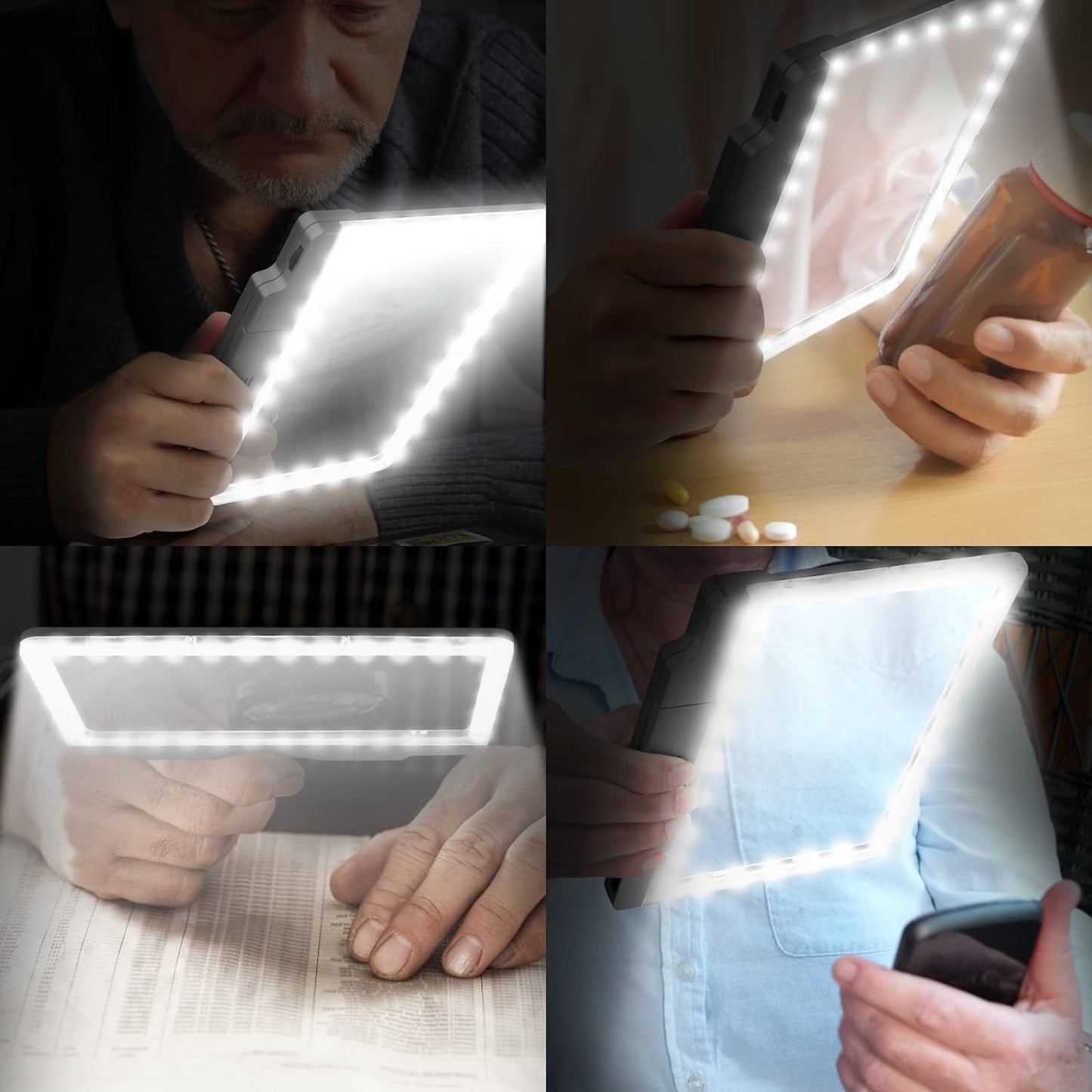 Lente D'Ingrandimento Con Luce, 4X Lente Ingrandimento per La Lettura Con 36 Luci LED Ultra-Luminose E Dimmerabili, Perfetta per Ipovedenti E Anziani