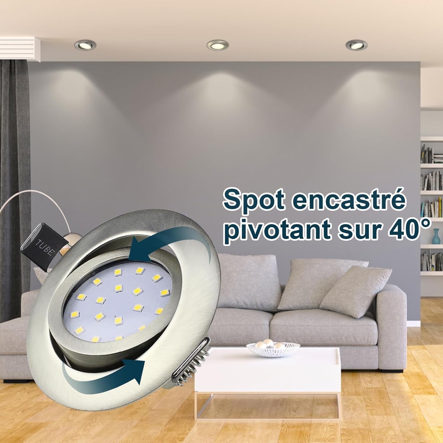 6X 5W Faretti LED Da Incasso per Cartongesso Orientabile 40°,450LM Luce Naturale,Foro 70-75Mm per Interno Cucina,Ultra Slim 30Mm,Faretti Led Soffitto 220V