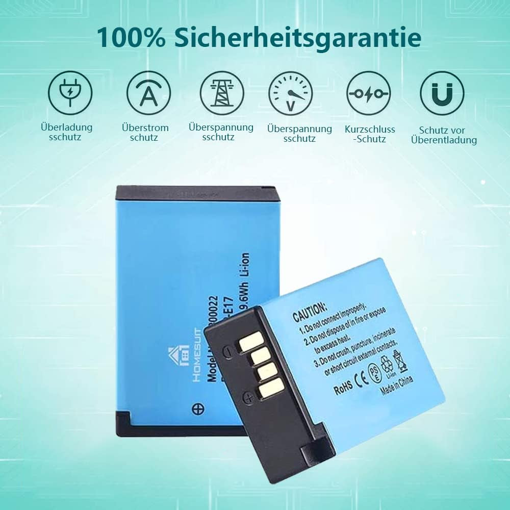 Confezione Da 2 Batterie LP-E17 E Caricatore Doppio USB Rapido per Canon Rebel SL3, SL2, T8I, T7I, T6I, T6S, EOS R10, R50, R8, RP, M3, M5, M6, 200D, 77D, 750D, 760D, 800D, 8000D