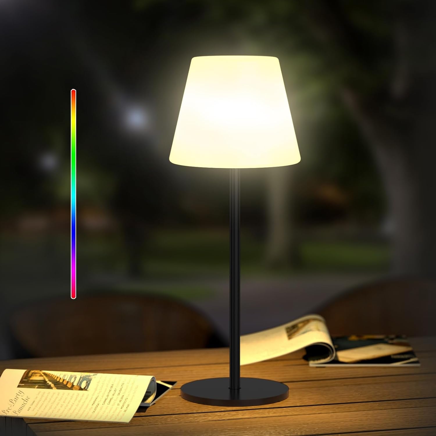 Lampada Da Tavolo a LED per Esterni, a Batteria, Senza Fili, Dimmerabile, Luce Bianca Calda E RGB, Luce Da Tavolo Portatile, Impermeabile, per Esterni, Giardino, Balcone,Campeggio.