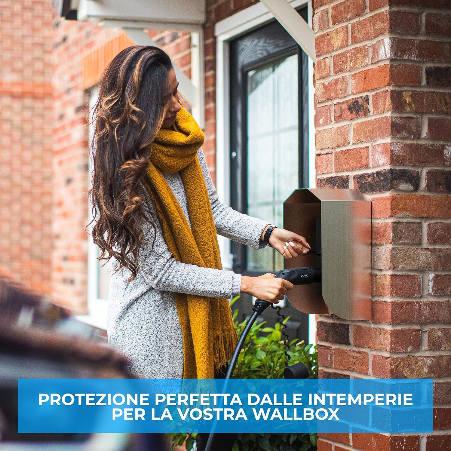 Wallbox Protezione Dalle Intemperie per Stazione Di Ricarica per Auto Elettriche | Tetto Di Protezione Dal Sole E Dai Raggi UV | Wallbox Copertura Antipioggia in Acciaio Inox per Colonnina