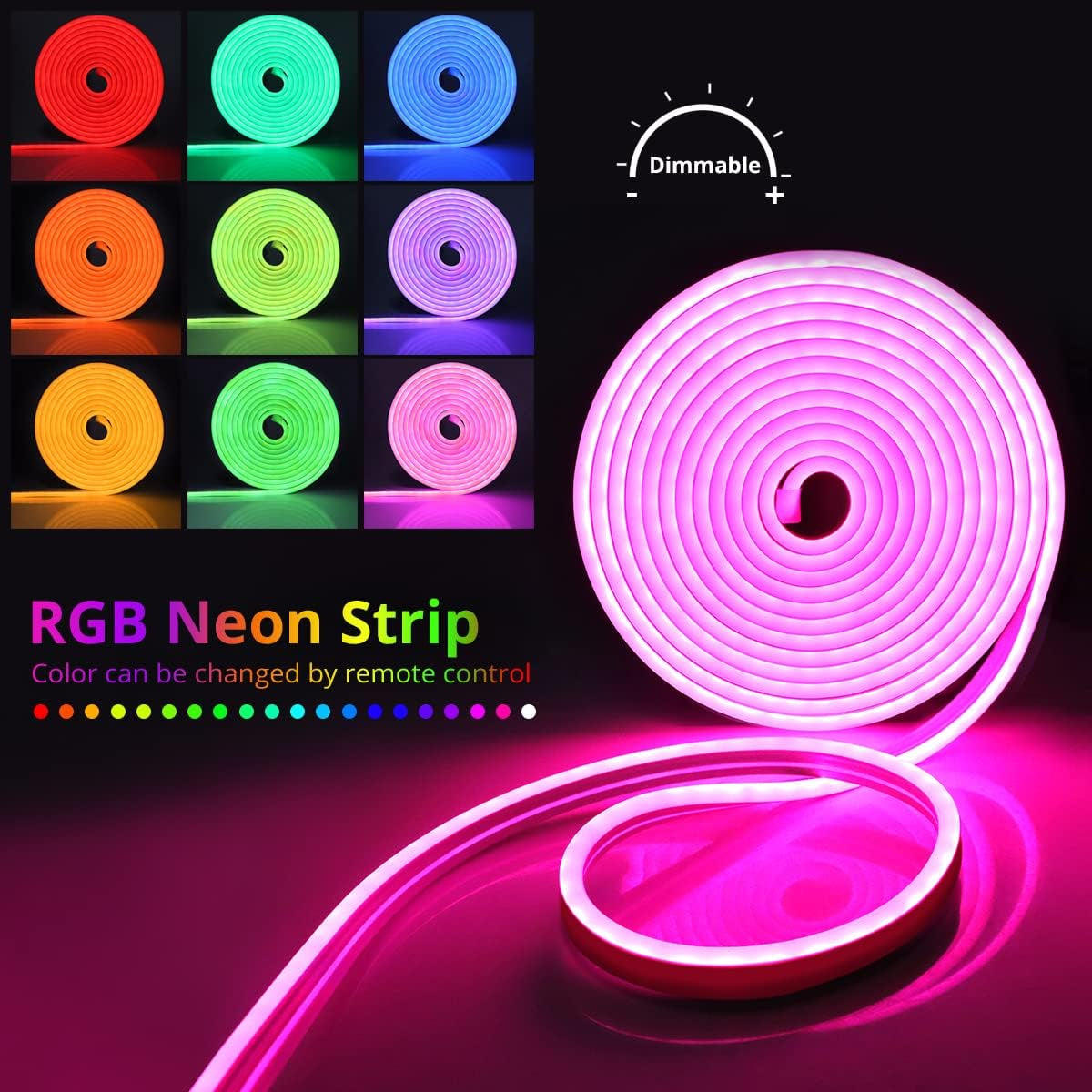 Striscia LED RGB Al Neon, IP65, Impermeabile, in Silicone Flessibile, Con Alexa, Telecomando, Controllo App, Sincronizzazione Musicale, Funzionante, Striscia LED per Interni Ed Esterni, Decorazione