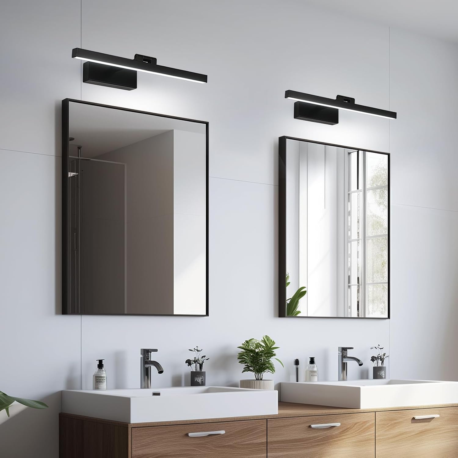 LED Lampada Da Specchio Bagno 9W, Luce Specchio Bagno LED Nero Bianco Freddo 6500K, 1100LM Specchio Armadio Lampada Da Bagno, Luci Da Specchio 40 Cm per Trucco O Illuminazione Armadio