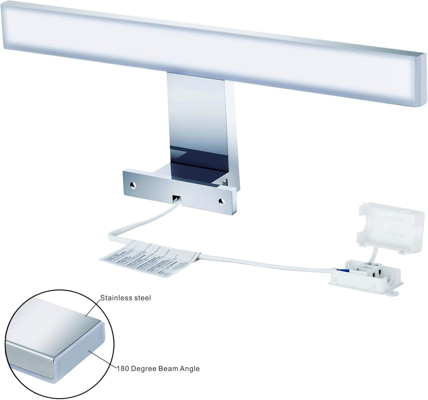 Lampada Specchio a Led/Lampada Specchio Bagno 10W 820Lm 40Cm Bianco Neutro 4000K,IP44 230V,Lampada LED Armadio in Acciaio Al Nichel-Cromo,Lunghezza Prodotto:400Mm